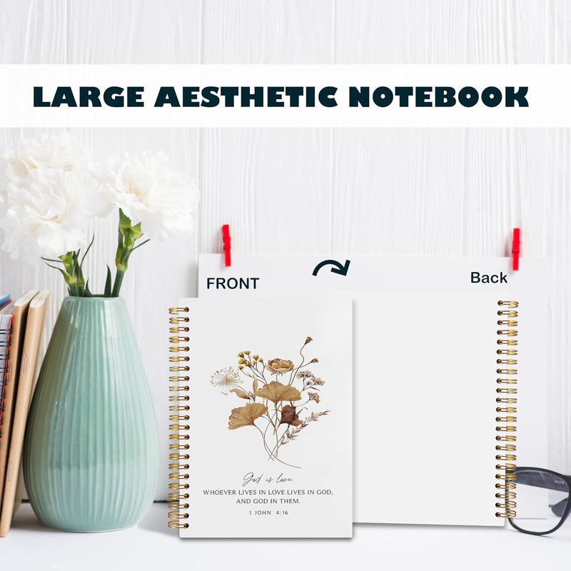 BearCake God is Love Floral Christian Notebook Journal, Christian Gifts for Women, Bible Notebooks for Note Taking, Bible Journaling Notebook, Hardcover Spiral Notebook 5.5x8.3 - Image 4